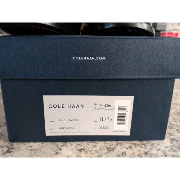 Cole Haan Pinch Tassel Loafers Dress Burgundy Leather Mens Size 10 1/2D New